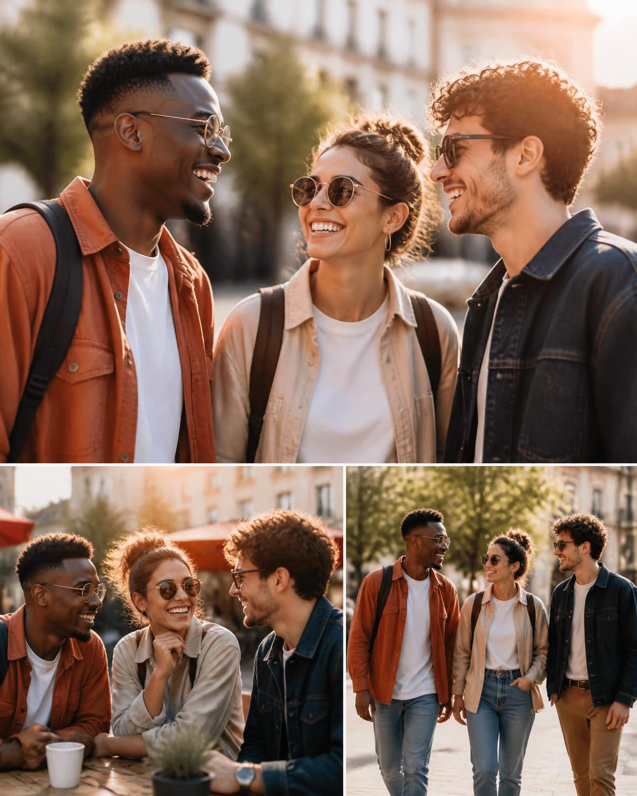 Personas conversando y conectando en la ciudad